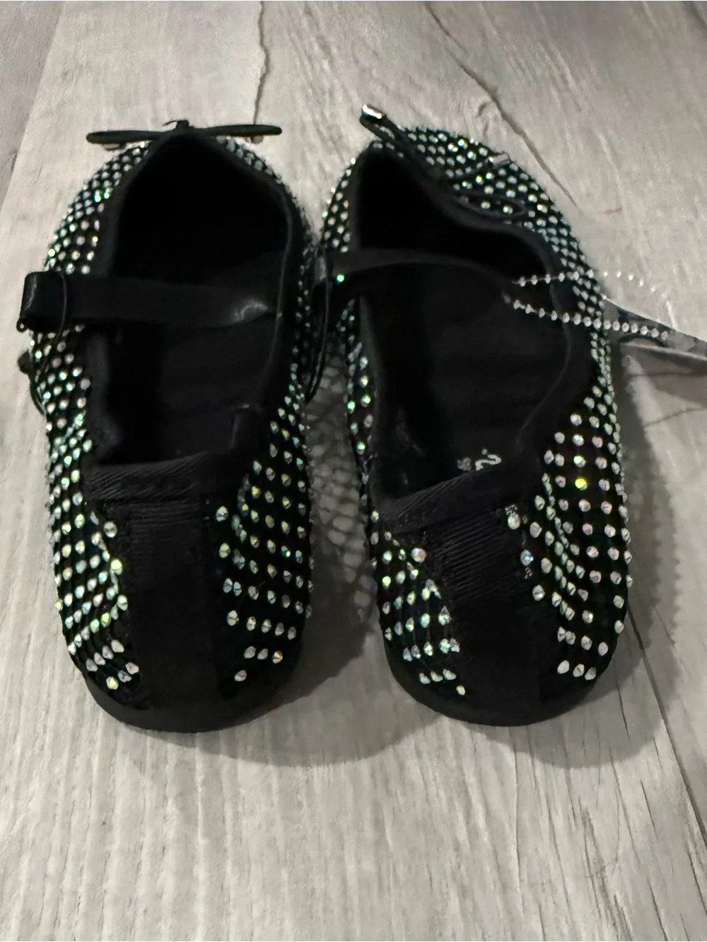 Jellypop Black Girls' Mary Jane Ballet Flats with Iridescent Rhinestones